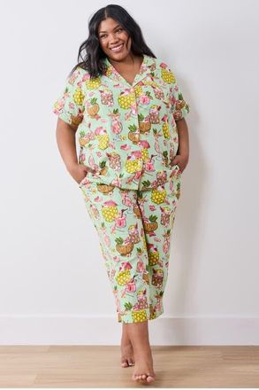 Printfresh Short Sleeve Top & Cropped Pants Set in Mojito at Nordstrom, Size Xx-Small