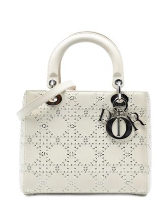 Dior 2013 Medium Perforated Calfskin Cannage Lady Dior satchel - women - Calf Leather - One Size - White