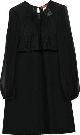 Max Mara Midi Dresses, female, Black, XS, Silk Jader Dress with Wide Sleeves