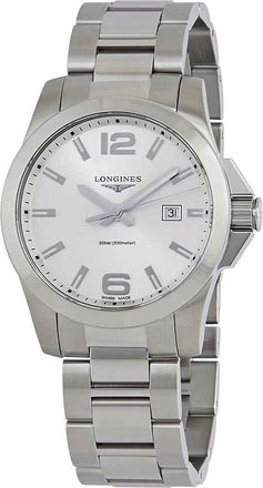 Longines Conquest Silver Dial Stainless Steel Mens 43mm Watch L37604766