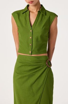 ASTR the Label Onyx Buttoned Top in Green at Nordstrom, Size X-Large