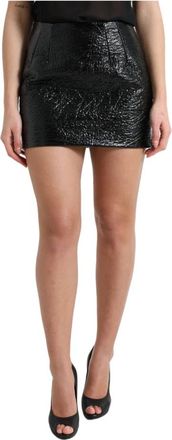 Dolce & Gabbana Mini High Waist Fitted Rok - Dames - Korte rokken - Zwart - S - Katoen - Rokken