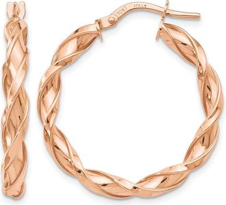 Diamond2Deal 10K Rose Gold Round Shape Twisted Hoop Earrings