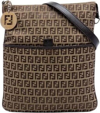 Fendi Pre-owned Canvas Crossbody Tas - Dames - Vintage Schoudertas - Bruin - ONE Size - Leer - Vintage