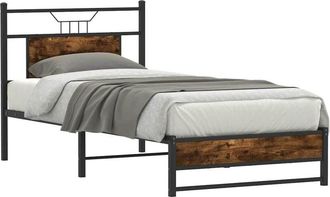 vidaXL Bed Frame without Mattress Smoked Oak 90x200 cm Engineered Wood Vidaxl
