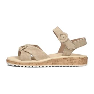 Paul Green Schoenen, Dames, Beige, 38 EU, Leer, Beige Sandaal met Kurkzool