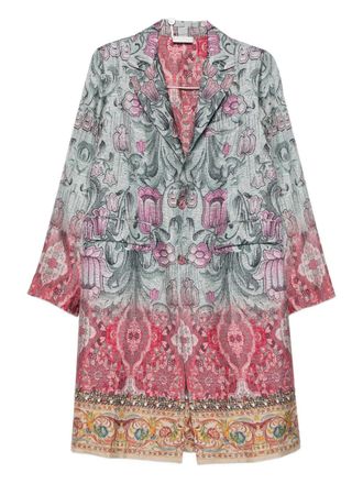 Pierre-Louis Mascia Womens Silk Printed Single-Breasted Coat