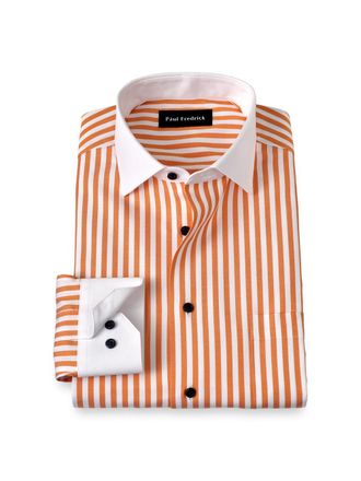 Paul Fredrick Slim Fit Comfort Stretch Non-iron Stripe Dress Shirt