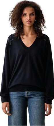 Zadig&Voltaire Swyny V-hals trui - Dames - Truien - Blauw - Maat: M Kasjmier