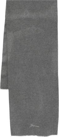 Jacquemus Grey Long Rectangular Fringed Scarf
