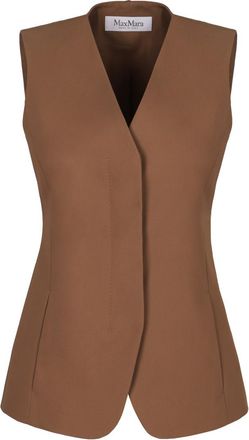 Max Mara Brown Solid V Neck Blazer