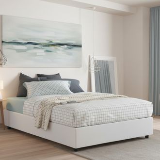 Dmora Talamo Italia - Cama Matrimonial Adele, Cama Contenedor Con Revestimiento De Tela, 100% Made In Italy, Apertura Frontal, Con Colch&oacute;n 140x190 Cm Inclui