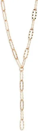 Nordstrom Hammered Paper Clip Chain Y-Necklace in Gold at Nordstrom Rack