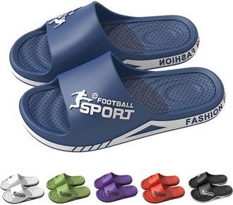 Generic 2026 Men Solid Shower Room Home Non Slip Breathable Massage Soft Sole Quick Drying Slipper Comfortable Flat Shoes (Navy, 7)