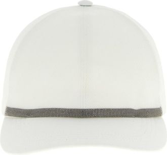 Brunello Cucinelli White Embellished Baseball Hat