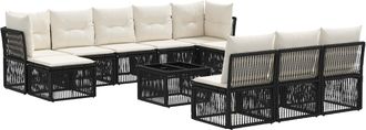 vidaXL Conjunto De Sof&aacute;s De Jard&iacute;n 11 Uds. Negro Rat&aacute;n Sint&eacute;tico Vidaxl