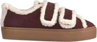 INUIKII Shearling Low Velcro - Dames - Sneakers - Rood - 37 EU - Leer - Schoenen