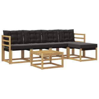 vidaXL Conjunto De Sof&aacute;s De Exterior Con Coj&iacute;n 6 Pcs Blanco Y Negro Vidaxl