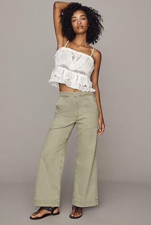 Joe's Side-Zip High-Rise Wide-Leg Ankle Jeans