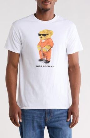 Riot Society County Teddy Cotton Graphic T-Shirt in White at Nordstrom Rack, Size Xx-Large