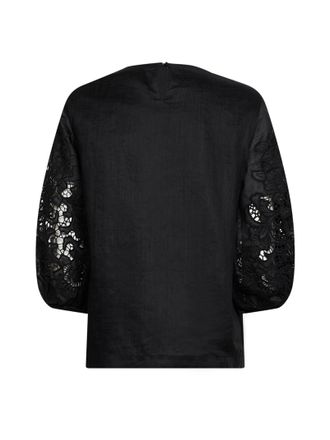 Max Mara Broderie Anglaise & Macram&eacute; Sleeves Shirt - Black
