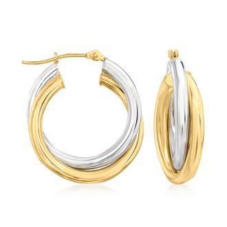 Ross-Simons 14kt 2-Tone Gold Hoop Earrings