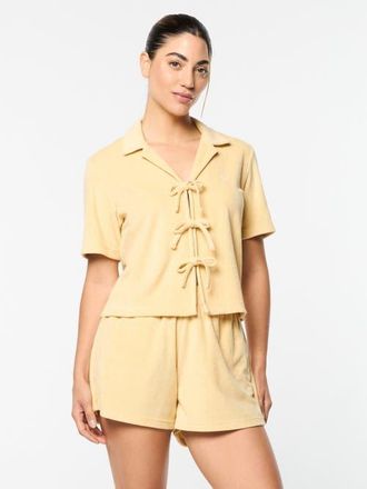 Sergio Tacchini Edda Cropped Shirt in Straw at Nordstrom, Size Xx-Large