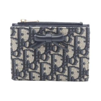 Dior Pre-owned Wallets, female, Beige, Size: ONE SIZE Pre-owned Oblique Bow Dahlia Canvas Leather Wallet