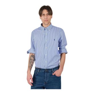 Ralph Lauren Overhemden, Heren, Blauw, 2Xl, Katoen, Dunne Gestreept Shirt