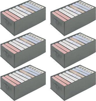 OEM Bo&icirc;te Rangement Vetement Pliable Organisateur Tiroir Lavable Pour Pantalon,chaussettes,gilet,leggings- Gris (6 Pcs, 34 25 17cm)