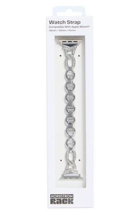 Nordstrom Rack Pav&eacute; Crystal Link Apple Watch Watchband in Clear- Silver at Nordstrom Rack