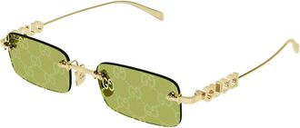 Gucci Green Logo Rectangular Mens Sunglasses GG1808S 002 52