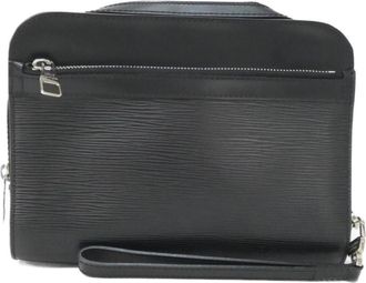Louis Vuitton Black Leather Clutch Bag (Pre-Owned)