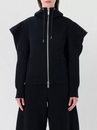 sacai hooded zip sweatshirt structured shoulders