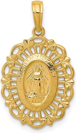 Diamond2Deal 14k Gold Oval Miraculous Medal Pendant