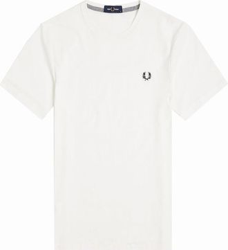 Fred Perry Mens Fred Perry Crew Neck T-Shirt Snow White - Size: 40