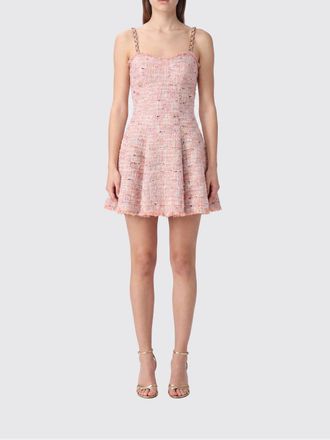 Balmain A-Line Tweed Midi Dress with Square Neckline and Abstract Pattern