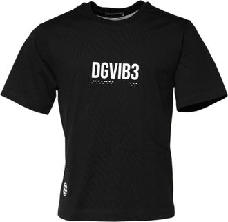 Dolce & Gabbana Mens Black Dg Vib3 Print Cotton Crew Neck T-Shirt