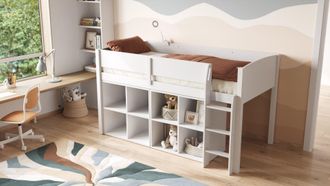 Flair Loop Mid Sleeper Bed Cube Unit Set in White | Size: Single