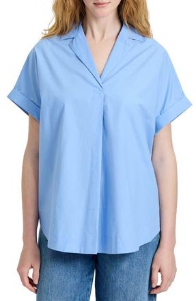 French Connection Cotton Poplin Popover Top in Blue Hydrangea at Nordstrom, Size X-Small