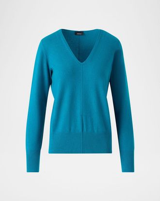 Akris V-Neck Pure Cashmere Knit Sweater