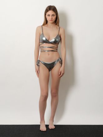The Attico Womens Lycra Bikini Il Primo Bagno Silver Polyester Swimwear Sea Clothing