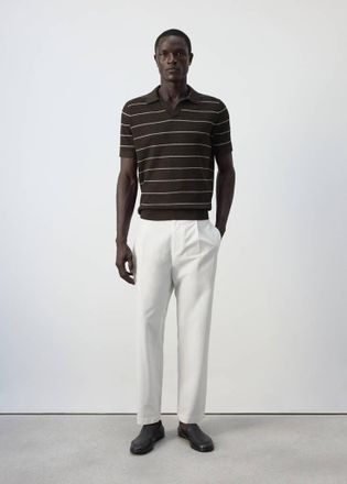 Mango Polo misto cotone maglia coste cioccolato - Uomo - S - MANGO MAN