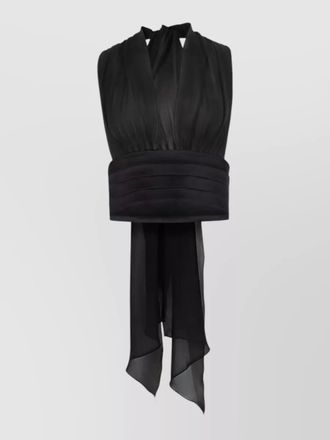 Nina Ricci halterneck satin top tie back bow