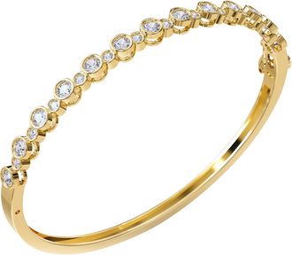 Diamond2Deal 14k Yellow Gold 2 Carat Round Lab Grown Diamond Bangle Bracelet 7