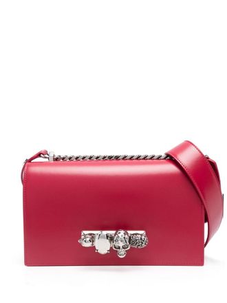 Alexander McQueen The Biker Jewelled leather crossbody bag - Red