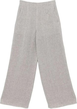 Emporio Armani Wijde broek van linnen gaas - Dames - Wijde Broeken - Grijs - 5XL - Linnen - Broeken