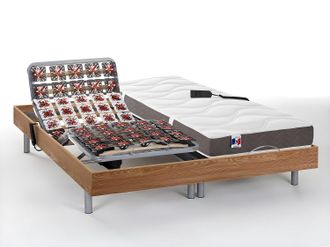 Vente-Unique Set relax sole sospensioni 100% lattice 5 zone - 2 x 90 x 200 cm Quercia - motori OKIN - JUPITER di YSM&Eacute;E