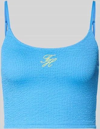 Tommy Hilfiger Bikini-Oberteil mit Logo-Stitching in Blau, Gr&ouml;&szlig;e XL