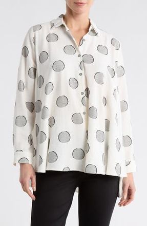 Patrizia Luca Dot Button Down Shirt in White at Nordstrom Rack, Size Large/x-Large